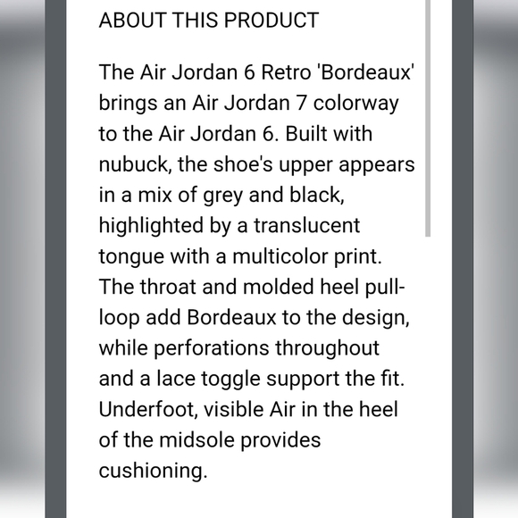 Air Jordan's 6 Retro Bordeaux Sneakers EUC - Picture 7 of 8
